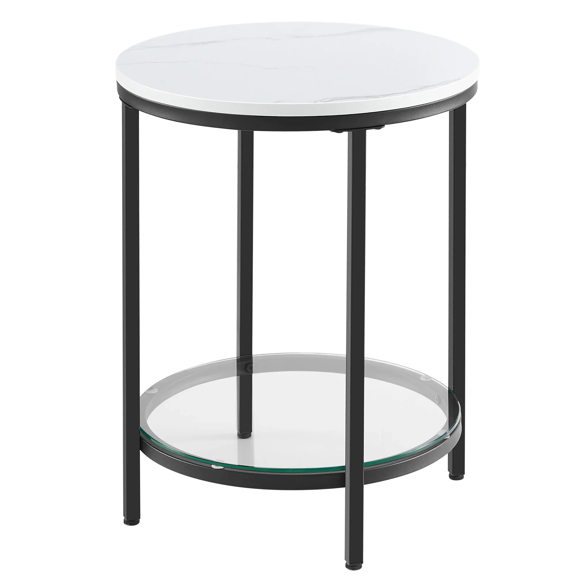 Aurephine - Glas Bijzettafel met Twee Niveaus Met Marmerlook - Image 3